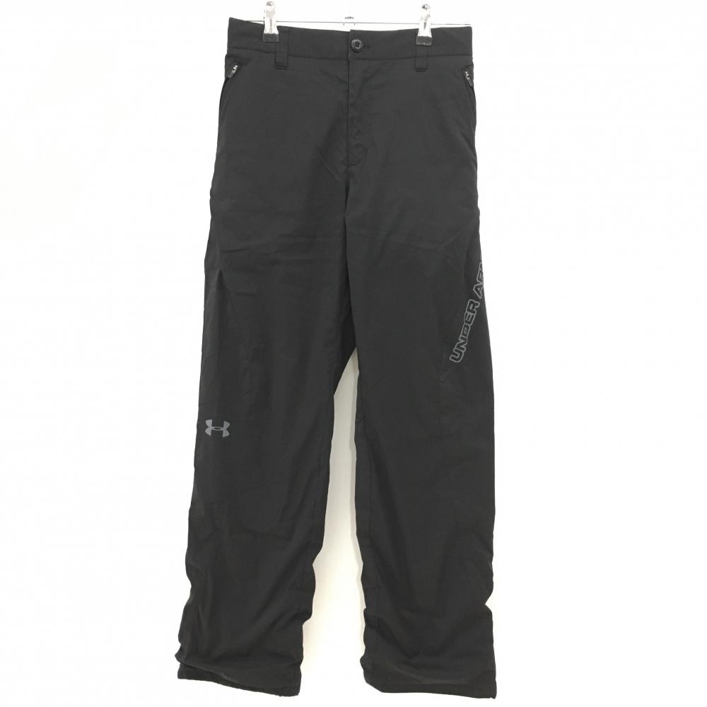 アンダーアーマー パンツ 黒×グレー サイドロゴプリント 一部蓄熱裏地 メンズ SM ゴルフウェア UNDER ARMOUR
