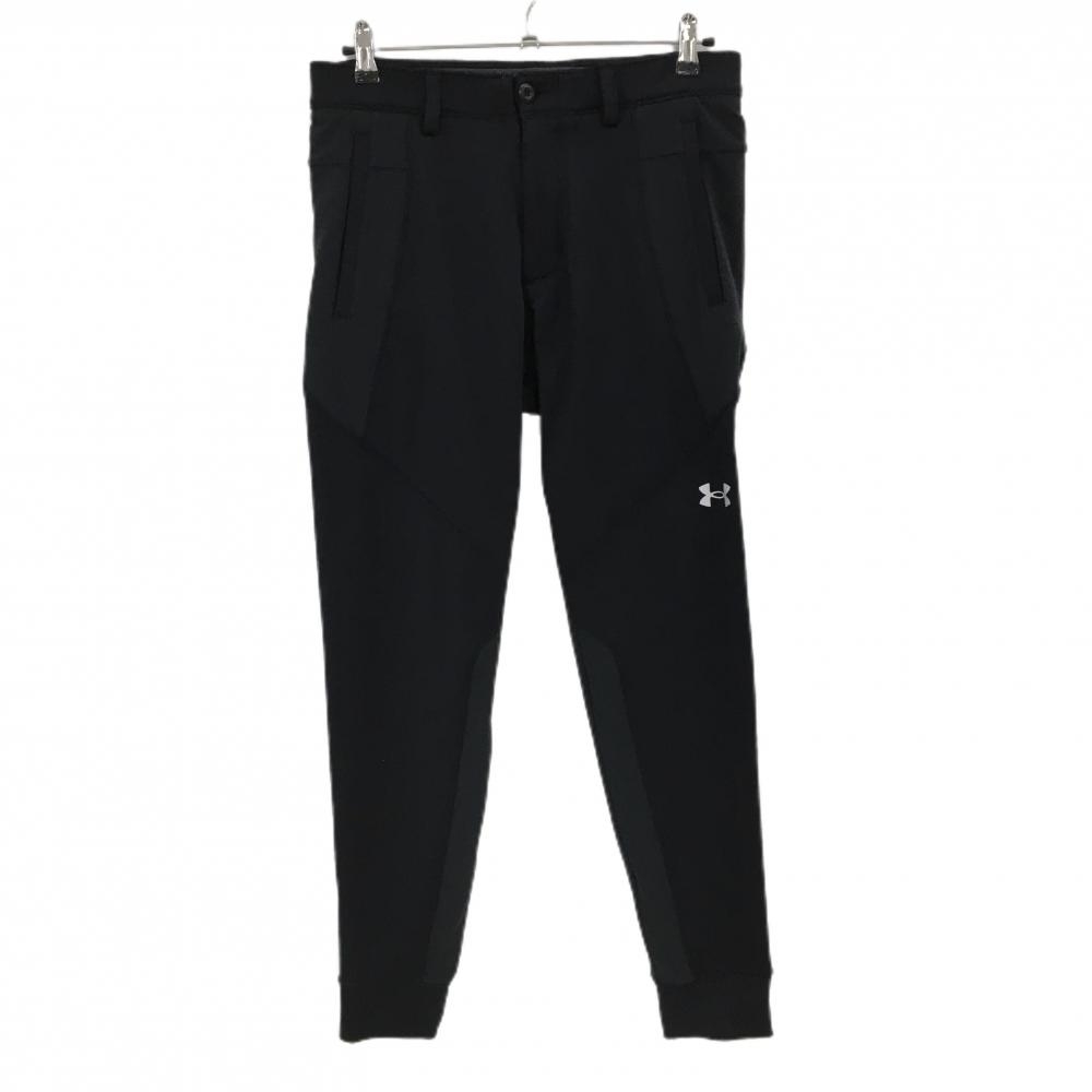 アンダーアーマー パンツ 黒×ダークグレー ロゴプリント 裏起毛 ストレッチ メンズ MD/M/M ゴルフウェア UNDER ARMOUR
