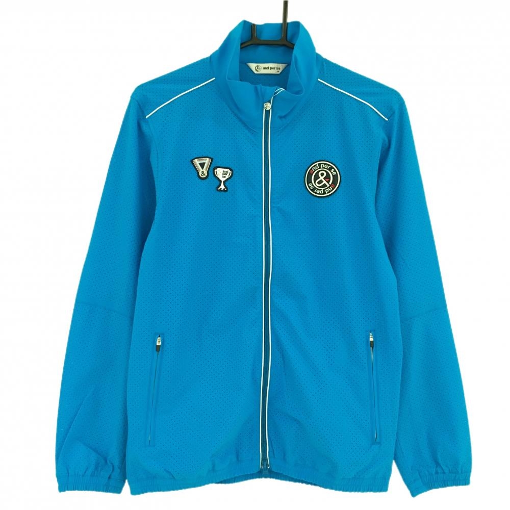 【新品】アンパスィ ジャケット ライトブルー パンチング穴 ストレッチ UVケア メンズ M ゴルフウェア and per se