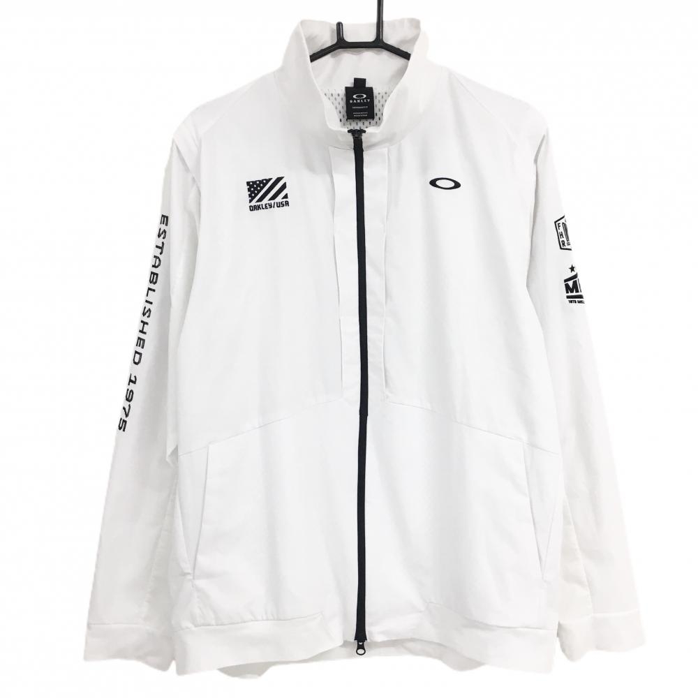 オークリー 2WAYジャケット 白×黒 裏地メッシュ 袖着脱可  メンズ 2XL ゴルフウェア Oakley