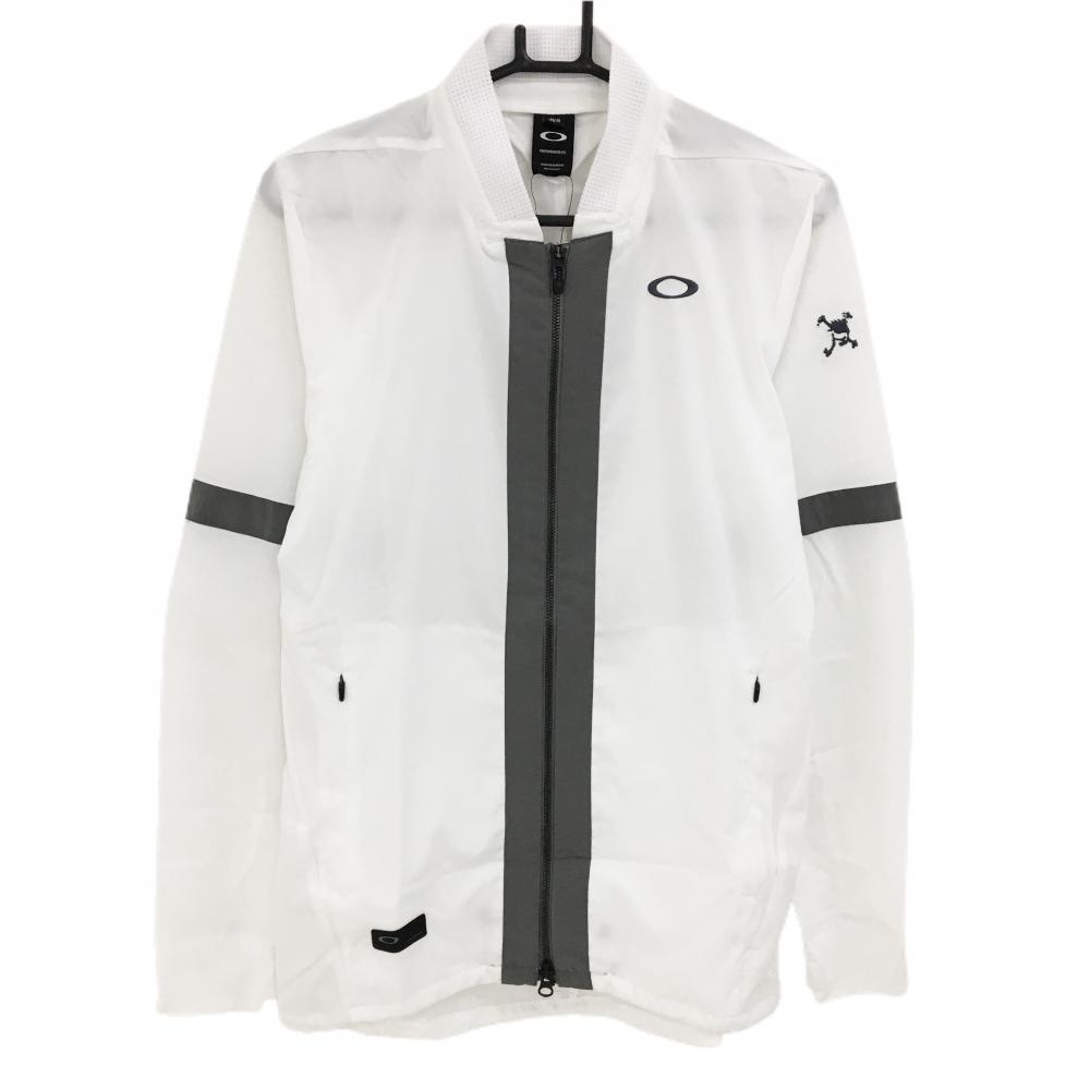 【新品】オークリー ジャケット 白×グレー 一部メッシュ 薄手 撥水 防風 ストレッチ メンズ M ゴルフウェア Oakley