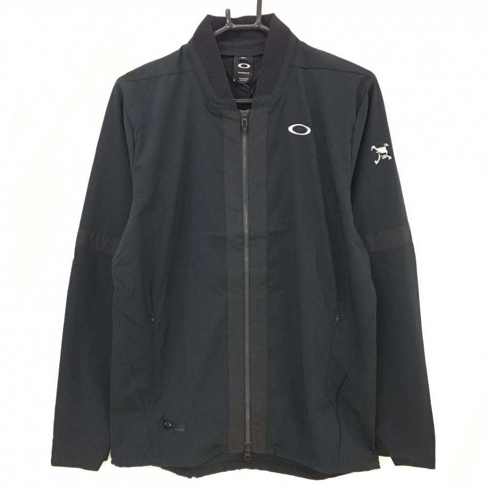 【新品】オークリー ジャケット 黒 ロゴ白 撥水 防風 ストレッチ  メンズ L ゴルフウェア Oakley