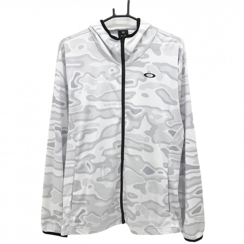 オークリー ジップパーカー 白×ライトグレー 総柄 メンズ XL ゴルフウェア Oakley