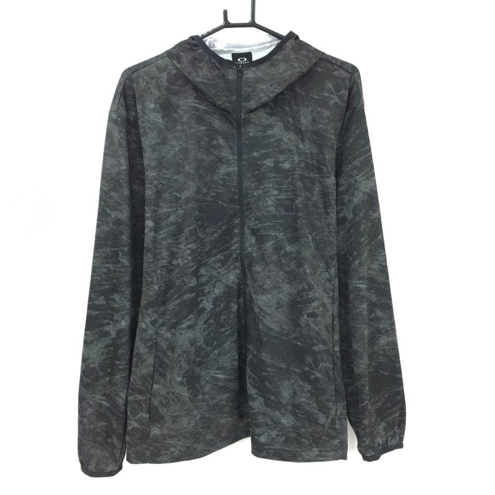【美品】オークリー ジップパーカー 黒 総柄 ストレッチ  メンズ 2XL ゴルフウェア 2024年モデル Oakley