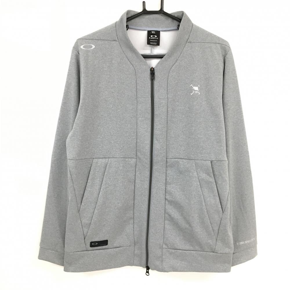 【超美品】オークリー ジャケット 杢グレー ロゴ刺しゅう メンズ XL ゴルフウェア Oakley