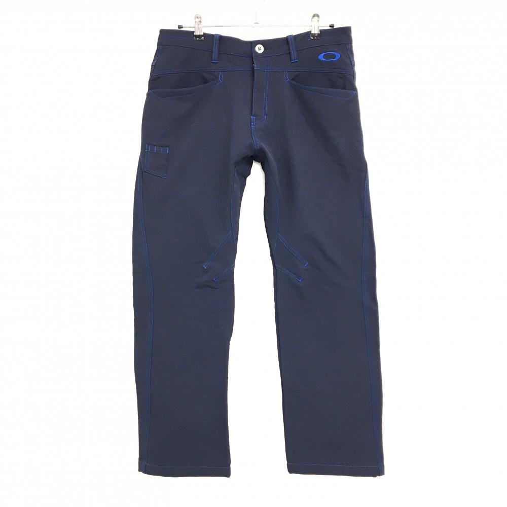 オークリー パンツ ネイビー×ブルー ステッチ 裏起毛 メンズ 36 ゴルフウェア Oakley