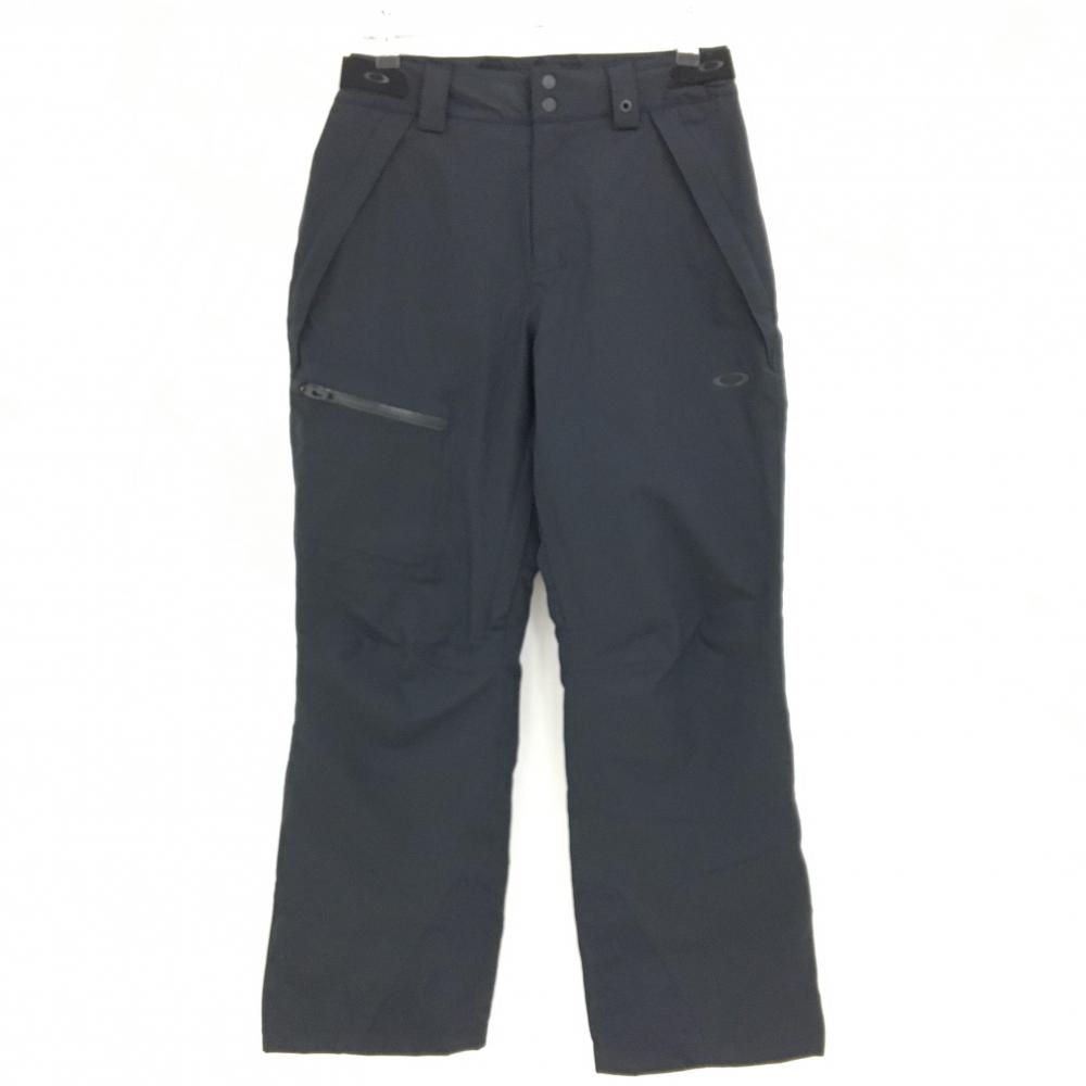 【超美品】オークリー パンツ 黒 立体ロゴ ウエストサイズ調整 裏微起毛 裾二重 メンズ M ゴルフウェア Oakley