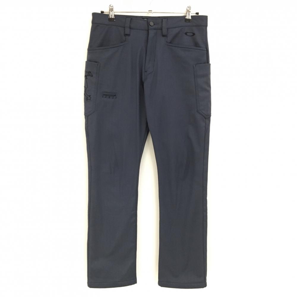 オークリー パンツ ネイビー ヘリンボーン織生地 ティー装着可 裏起毛 ストレッチ  メンズ 32 ゴルフウェア Oakley