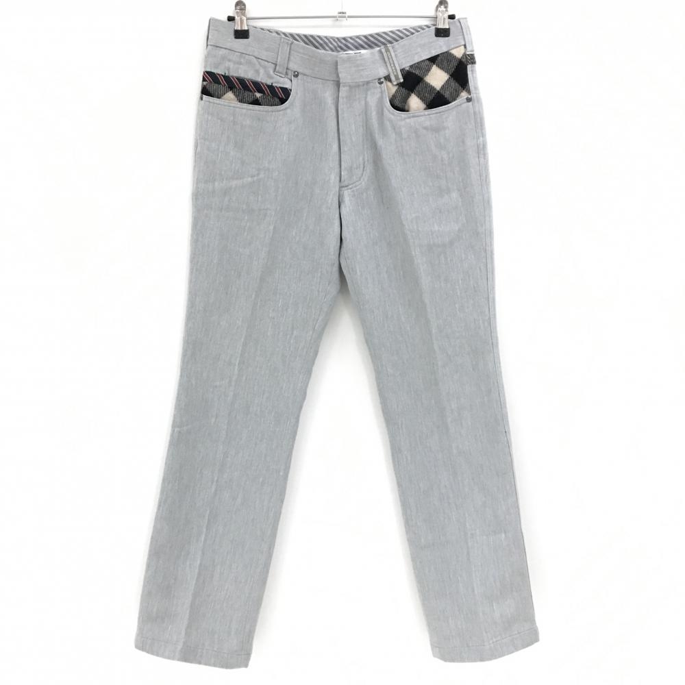 【美品】カッターアンドバック パンツ 杢グレー 一部ウール ストレッチ メンズ 82 ゴルフウェア CUTTER＆BUCK