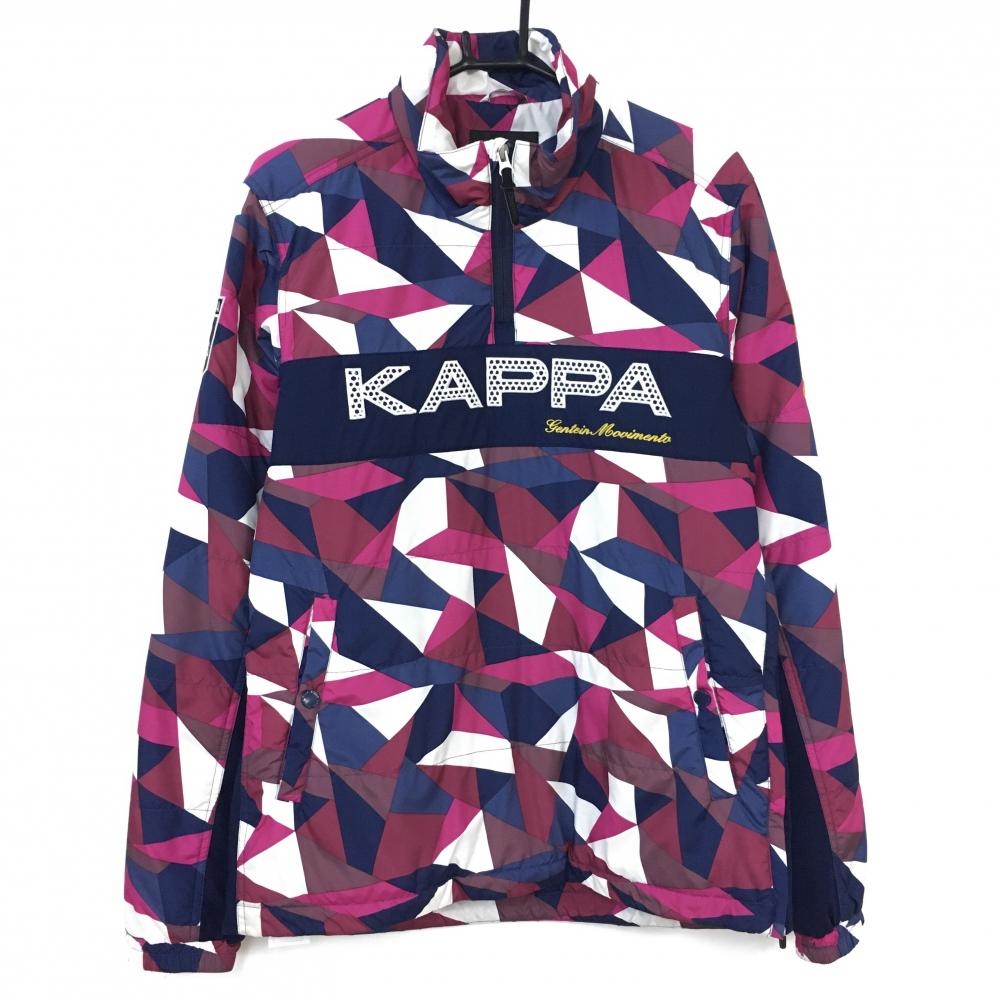 Kappa カッパ 中綿ブルゾン ネイビー×ピンク 総柄 ハーフジップ メンズ L ゴルフウェア