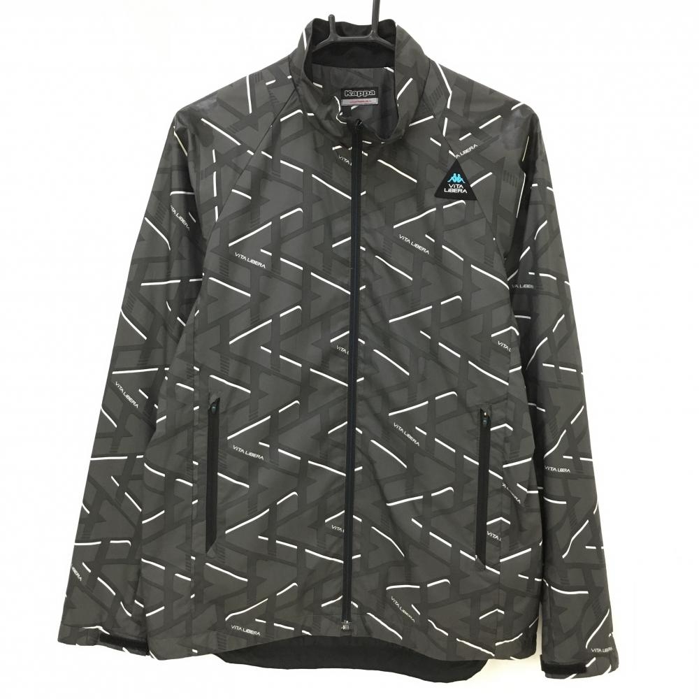 【美品】カッパ ジャケット グレー×白 総柄 裏地メッシュ メンズ L ゴルフウェア Kappa