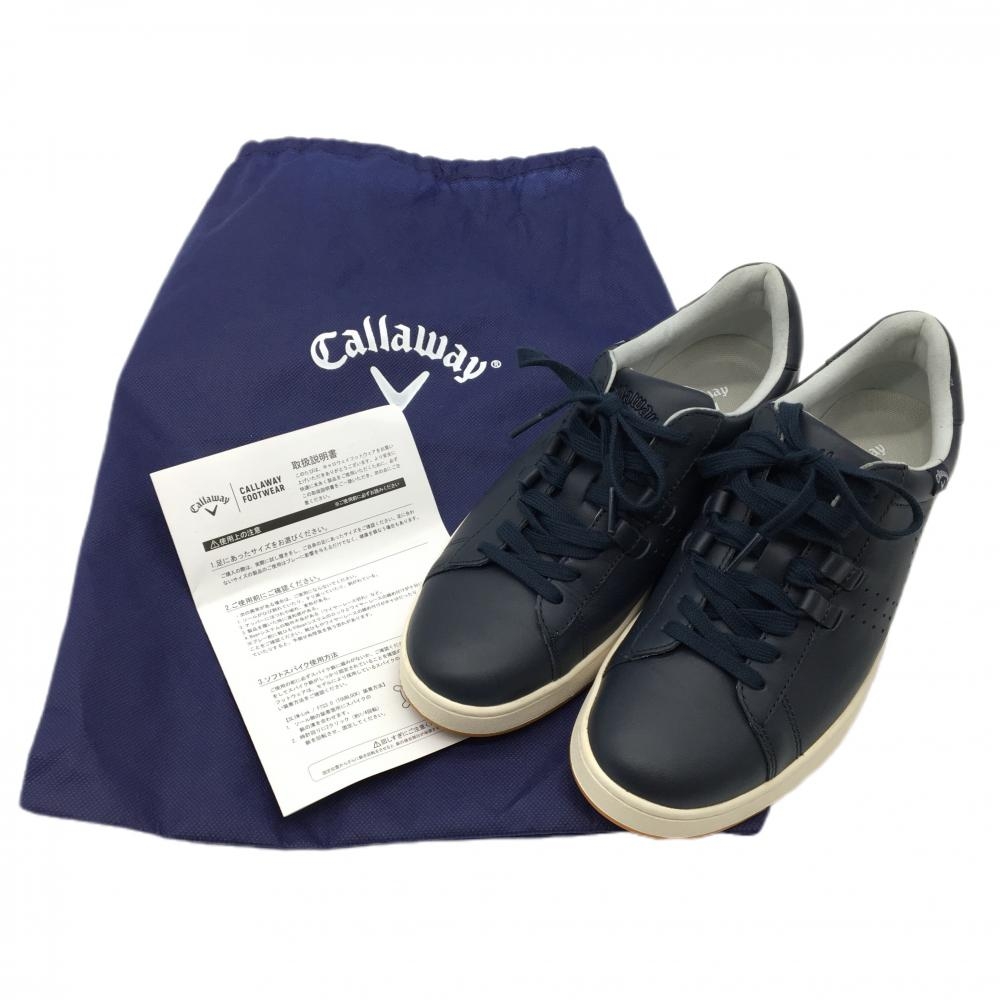 【超美品】キャロウェイ ゴルフシューズ ネイビー スパイクレス 247-8983002 メンズ 25 ゴルフウェア Callaway