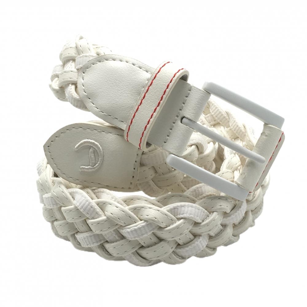 【美品】キャロウェイ メッシュベルト 白 ロゴ刺しゅう  メンズ  ゴルフウェア Callaway