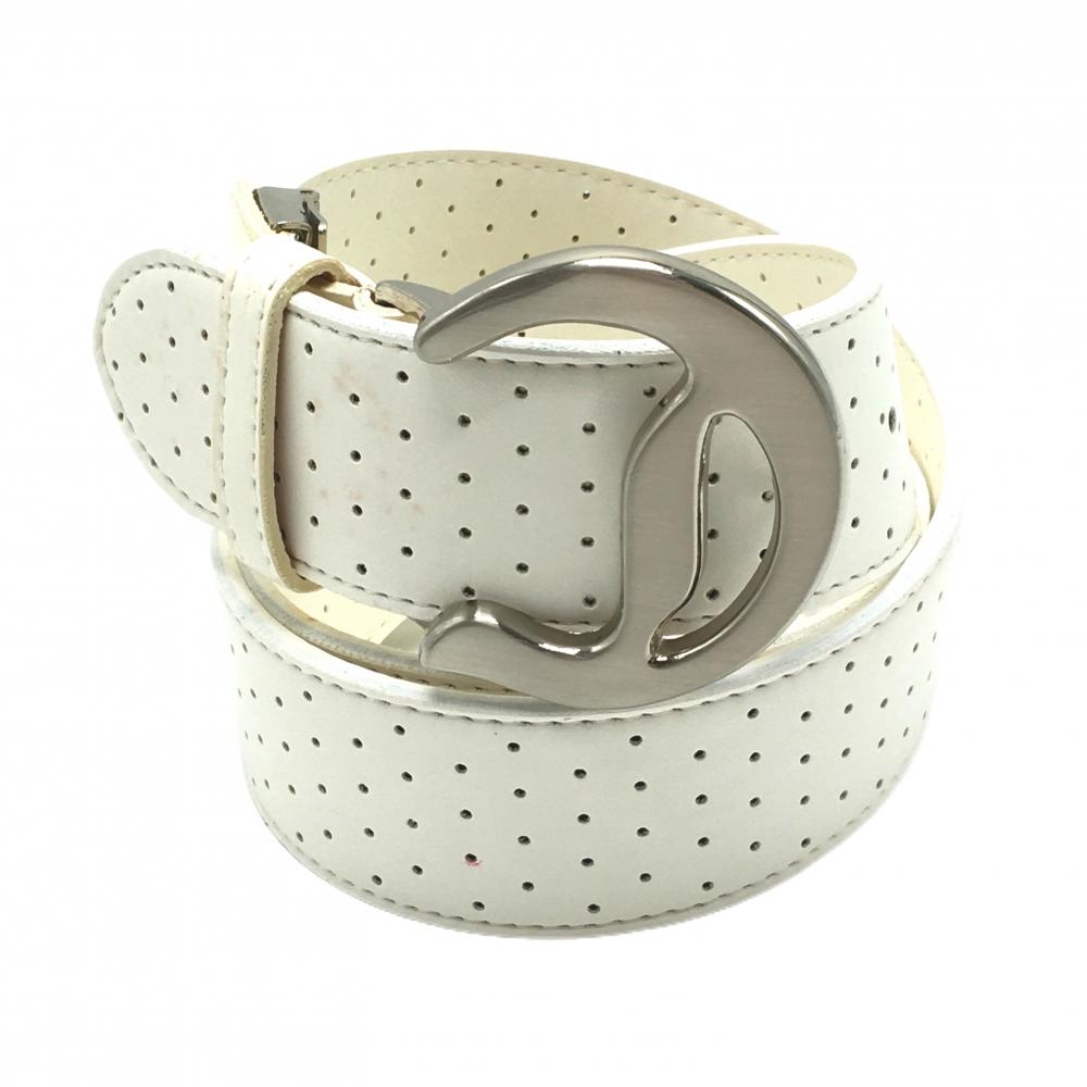 【美品】キャロウェイ トップ式ベルト 白 パンチング ロゴシルバーバックル メンズ  ゴルフウェア Callaway