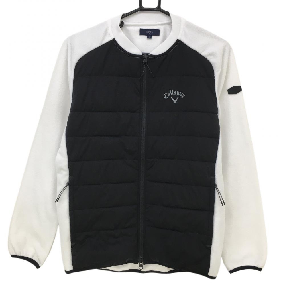 【超美品】キャロウェイ 中綿切替ジャケット 黒×白 フリース メンズ M ゴルフウェア 2022年モデル Callaway