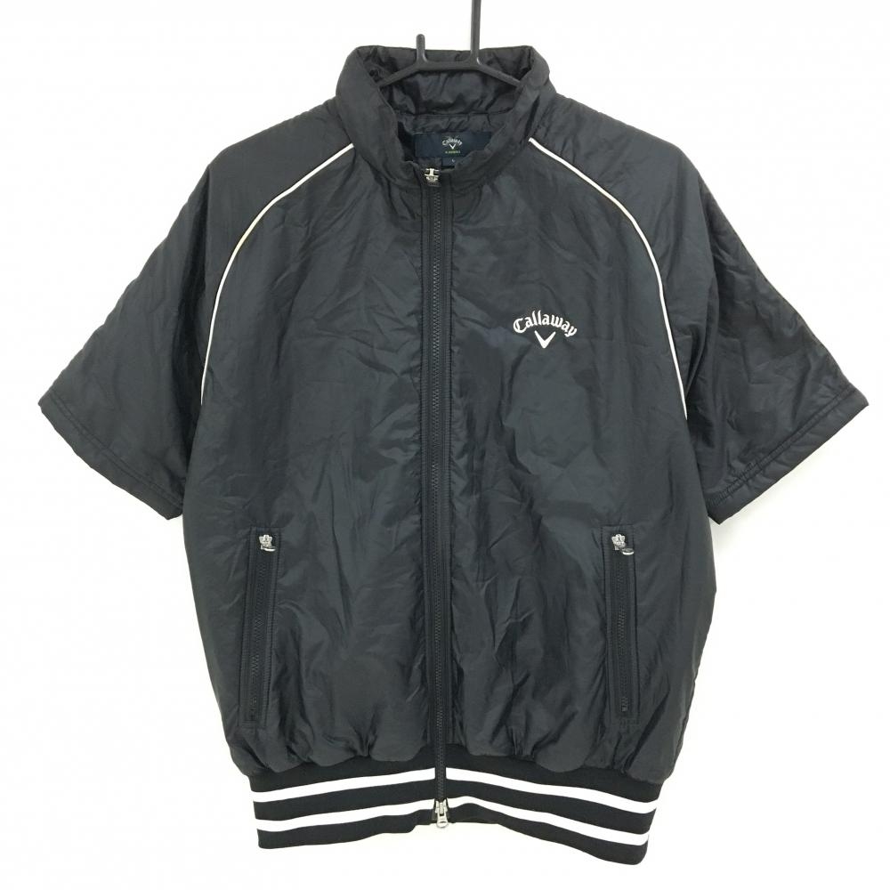 キャロウェイ 半袖中綿ジャケット 黒×白 ロゴ刺しゅう メンズ L ゴルフウェア Callaway