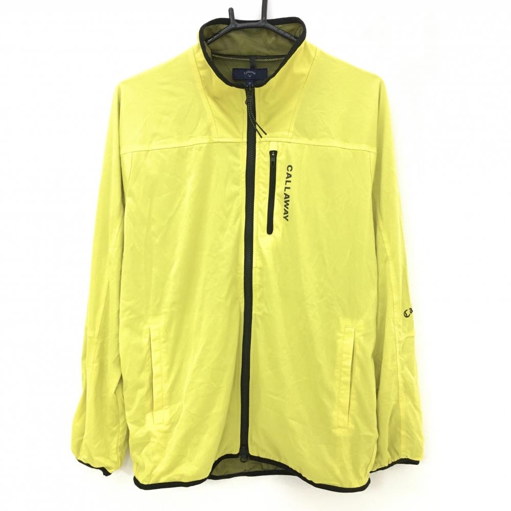 【美品】キャロウェイ ジャケットブルゾン イエロー×黒 裏地メッシュ ダブルジップ 裏地メッシュ メンズ M ゴルフウェア Callaway