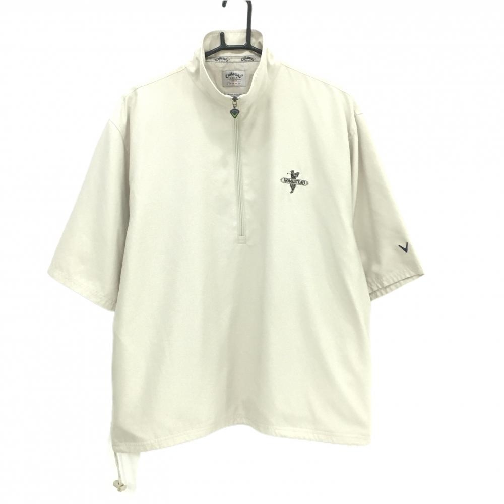 【美品】キャロウェイ 半袖ブルゾン ライトベージュ ハーフジップ HOMESTEAD メンズ M ゴルフウェア Callaway