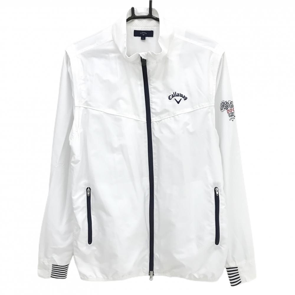キャロウェイ 2WAYジャケット 白 メッシュ裏地 袖着脱可 ロゴ  メンズ LL ゴルフウェア Callaway