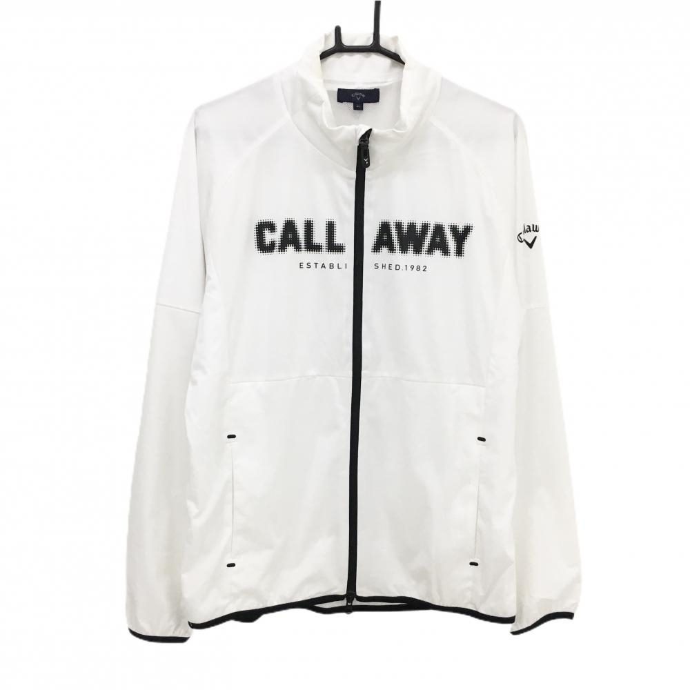 キャロウェイ ジャケット 白×黒 フロントロゴ 裏地メッシュ  メンズ LL ゴルフウェア Callaway