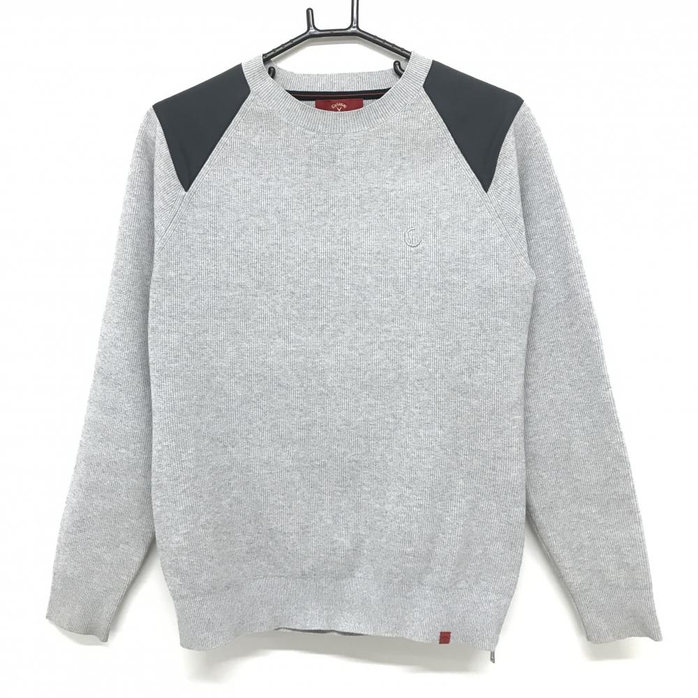 【美品】キャロウェイ レッドレーベル セーター 杢グレー コットン混 サイドジップ ニット メンズ M ゴルフウェア Callaway