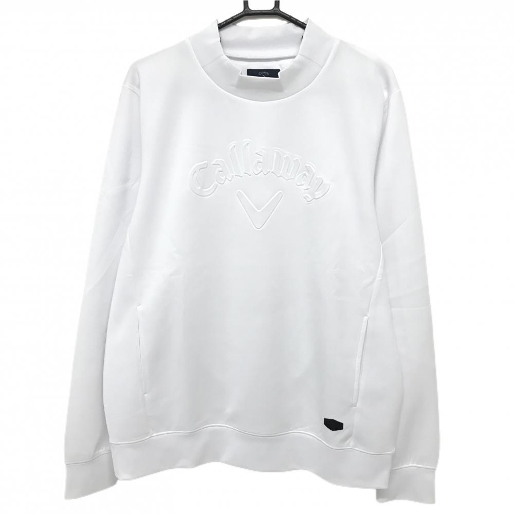 【美品】キャロウェイ ハイネックトレーナー 白 フロントロゴ  メンズ 3L ゴルフウェア 大きいサイズ 2023年モデル Callaway