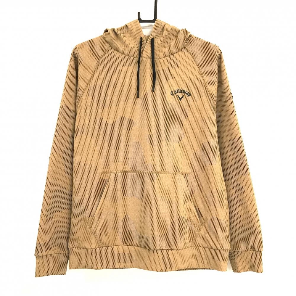【超美品】キャロウェイ パーカー ライトブラウン カモフラ調地模様 迷彩 メンズ M ゴルフウェア Callaway