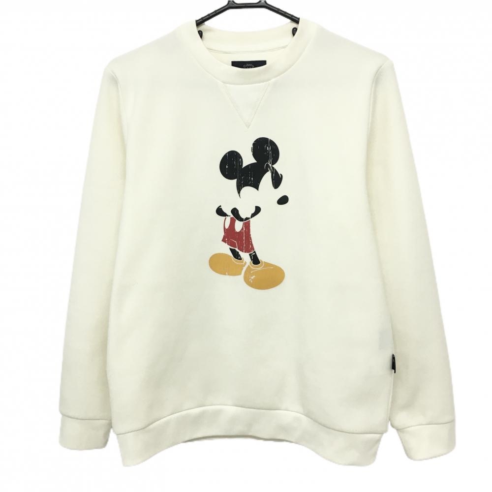 【美品】キャロウェイ×Disney トレーナー 白 ミッキーマウス メンズ S ゴルフウェア 2024年モデル Callaway