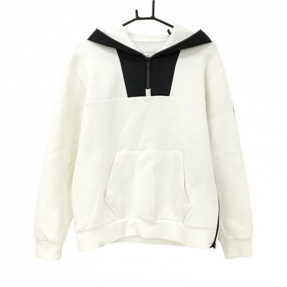 【超美品】キャロウェイ パーカー 白×黒 ハーフジップ 2重フード サイドジップ  メンズ M ゴルフウェア Callaway