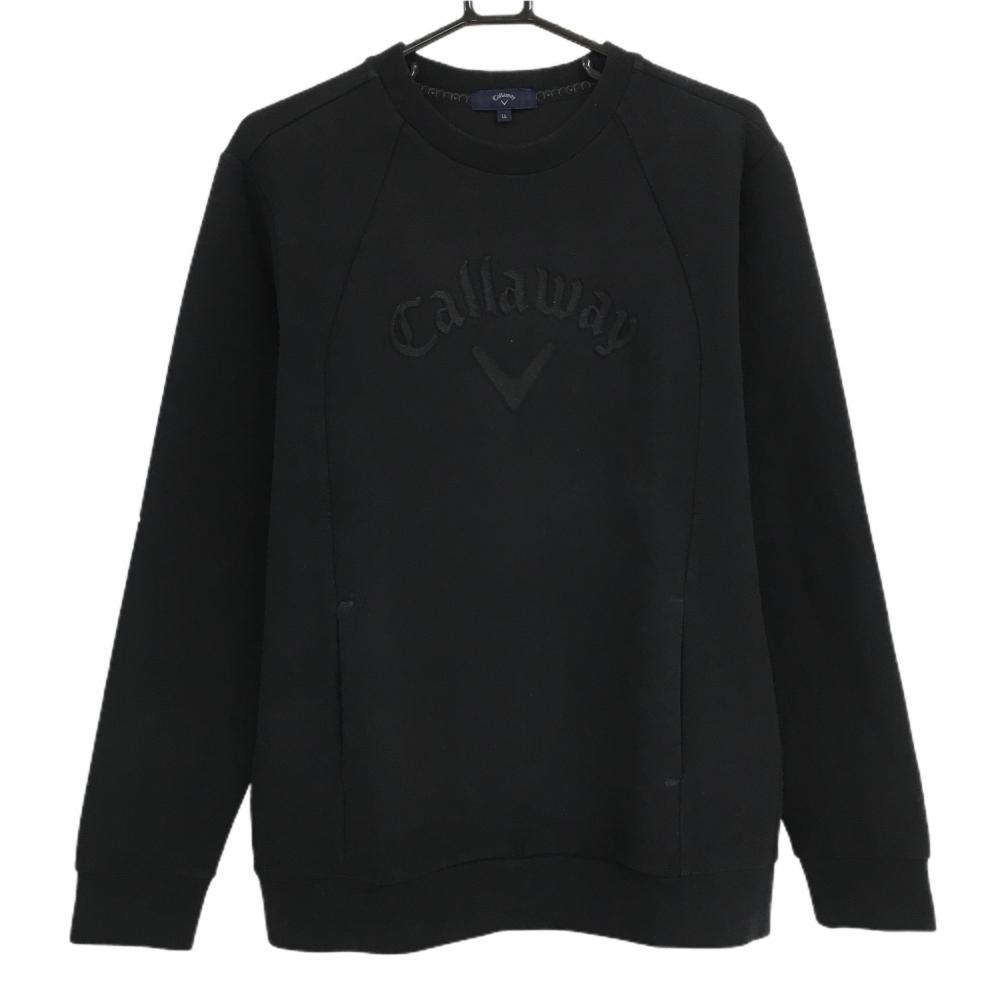 キャロウェイ トレーナー 黒 フロント立体ロゴ メンズ LL ゴルフウェア Callaway