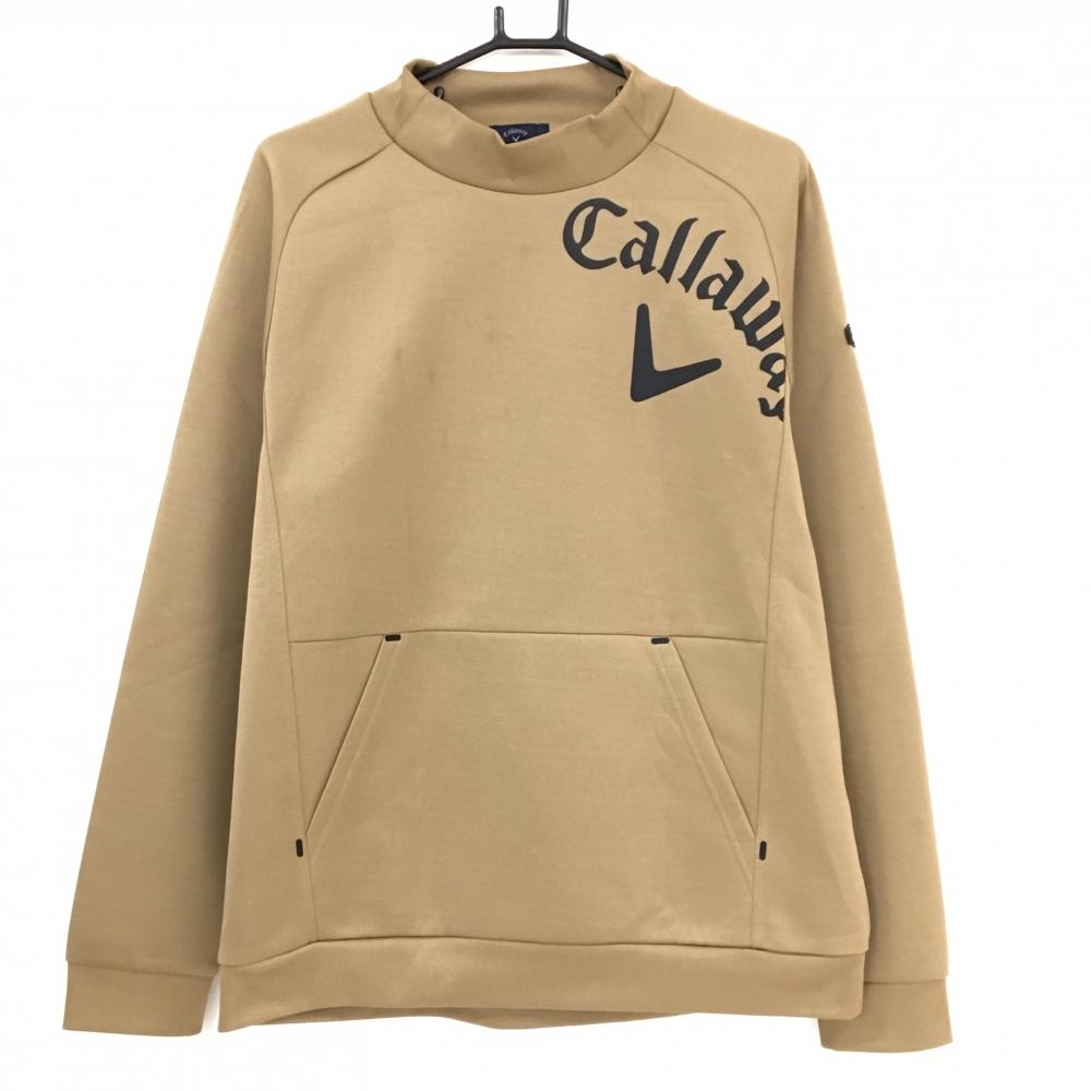 キャロウェイ ハイネックトレーナー ブラウン×黒 ダンボールニット ロゴプリント メンズ LL ゴルフウェア Callaway
