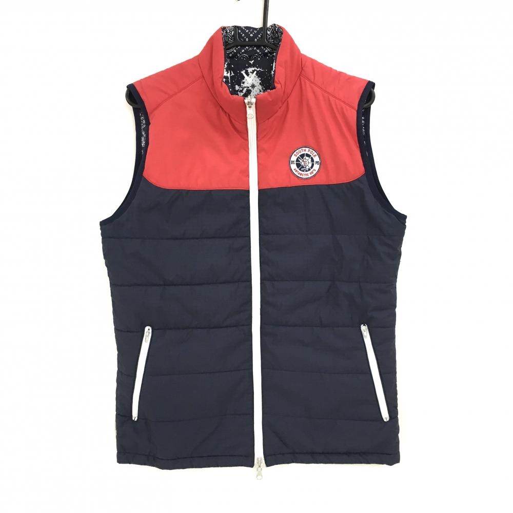 キャロウェイ 中綿リバーシブルベスト ネイビー×レッド 刺しゅうワッペン  メンズ L ゴルフウェア Callaway