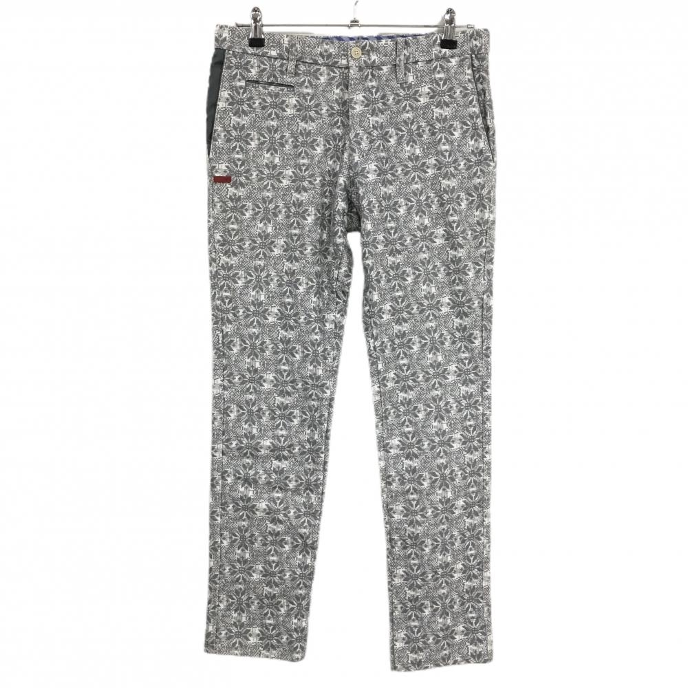 【美品】キャロウェイ レッドレーベル パンツ グレー×白 ノルディック柄 秋冬 ティー装着可 メンズ M ゴルフウェア Callaway