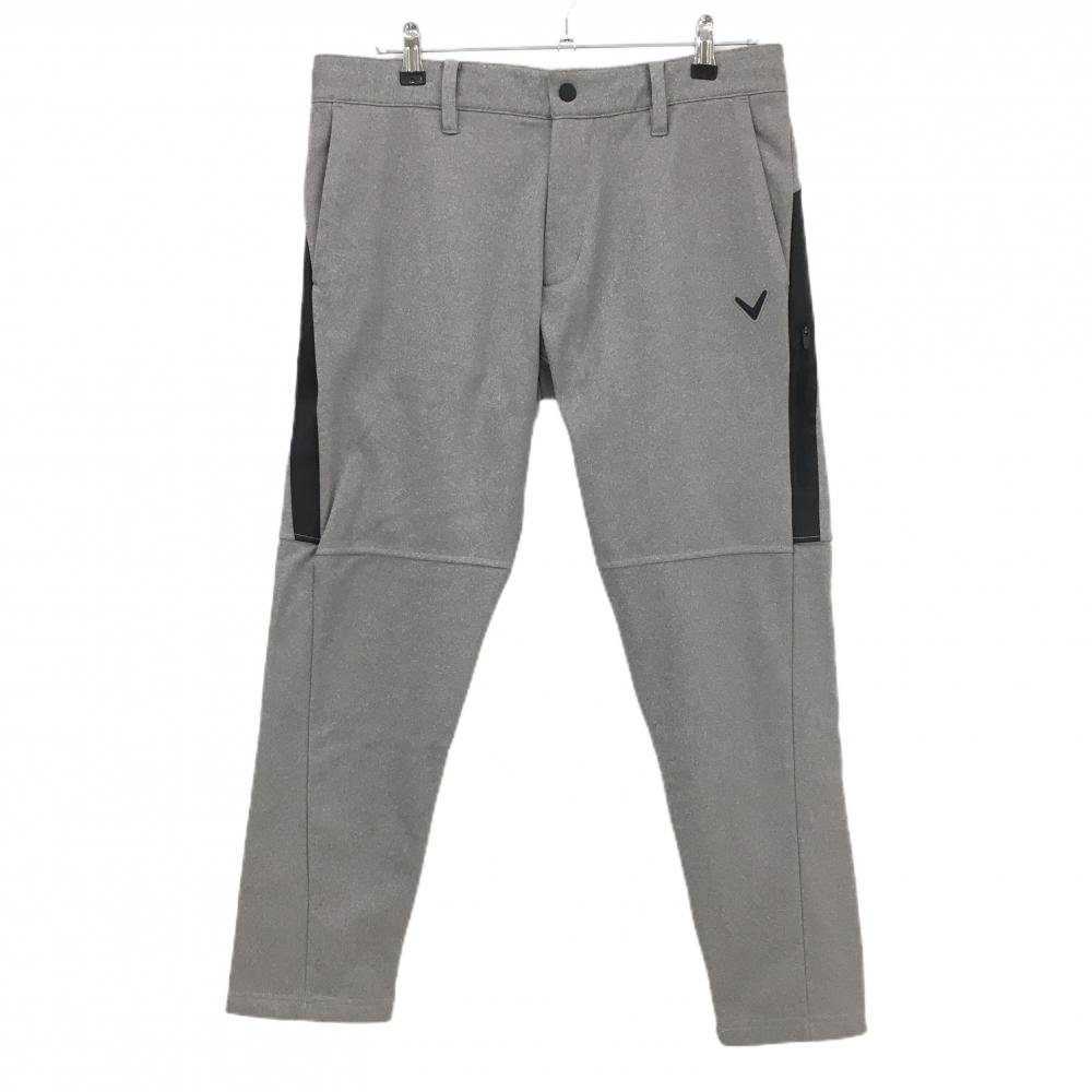 【超美品】キャロウェイ パンツ 杢グレー×黒 ジップポケット 裏起毛  メンズ LL ゴルフウェア Callaway