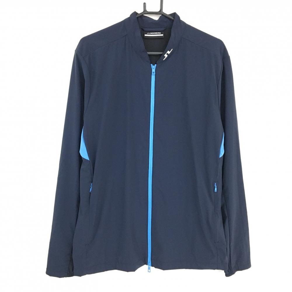 ジェイリンドバーグ ジャケット ネイビー×ライトブルー 背面ロゴ ストレッチ  メンズ XL ゴルフウェア J．LINDEBERG