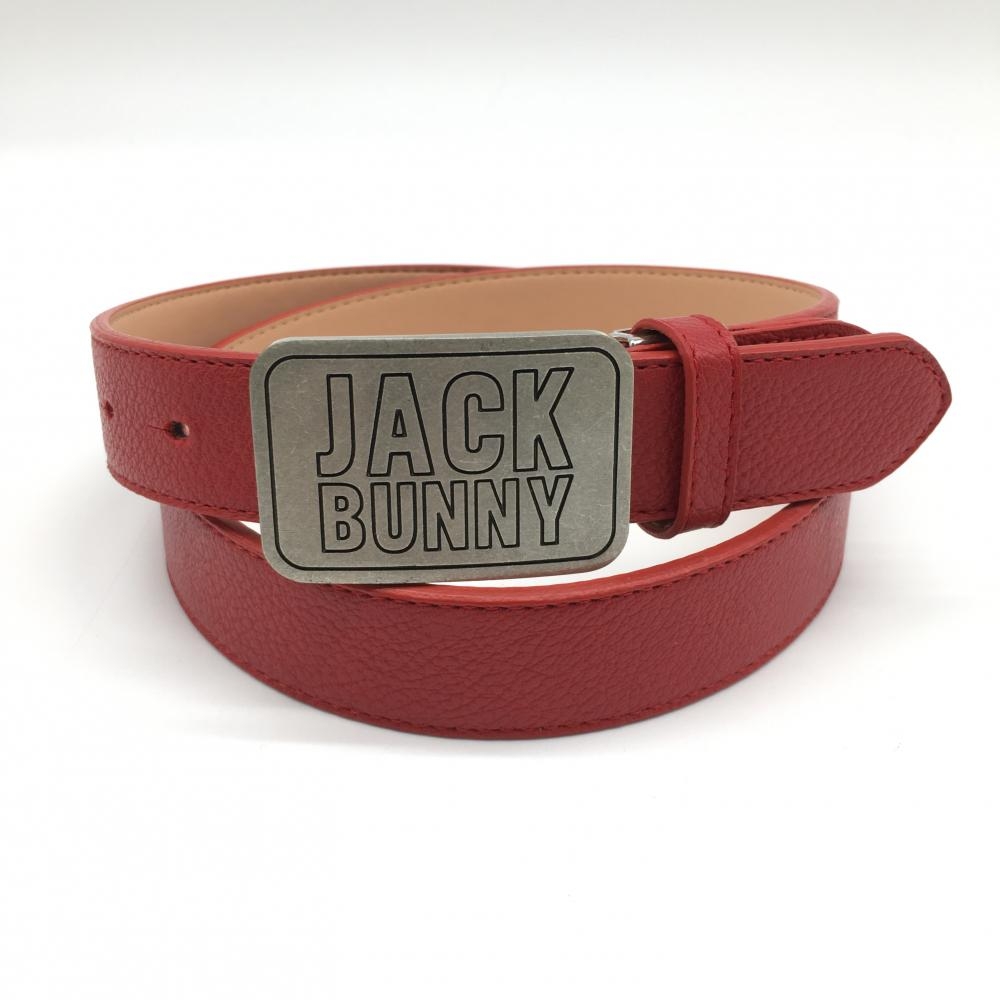 【美品】Jack Bunny ジャックバニー トップ式ベルト レッド シルバーロゴバックル メンズ  ゴルフウェア