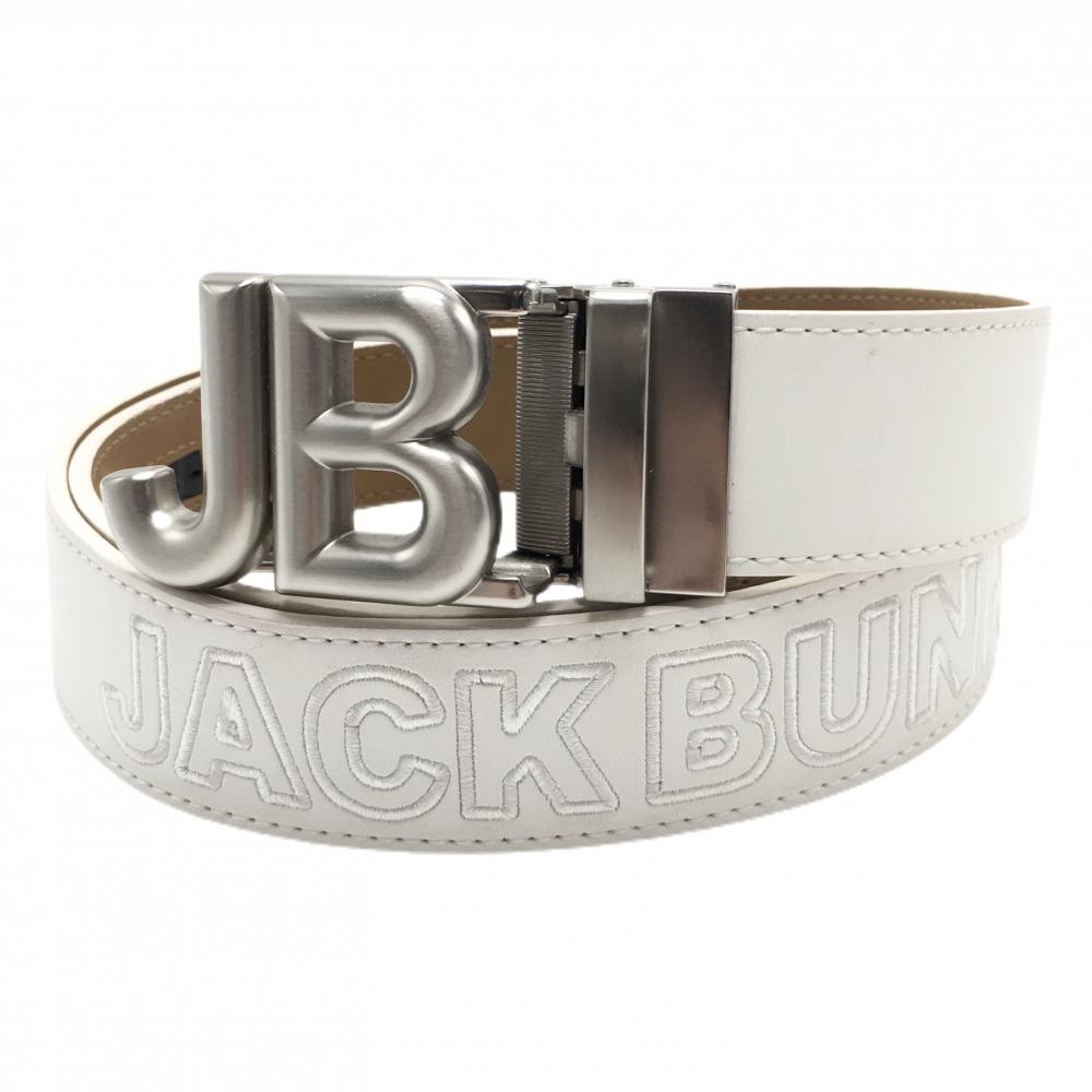 【美品】ジャックバニー セレーションベルト 白 ロゴ刺しゅう メンズ  ゴルフウェア Jack Bunny