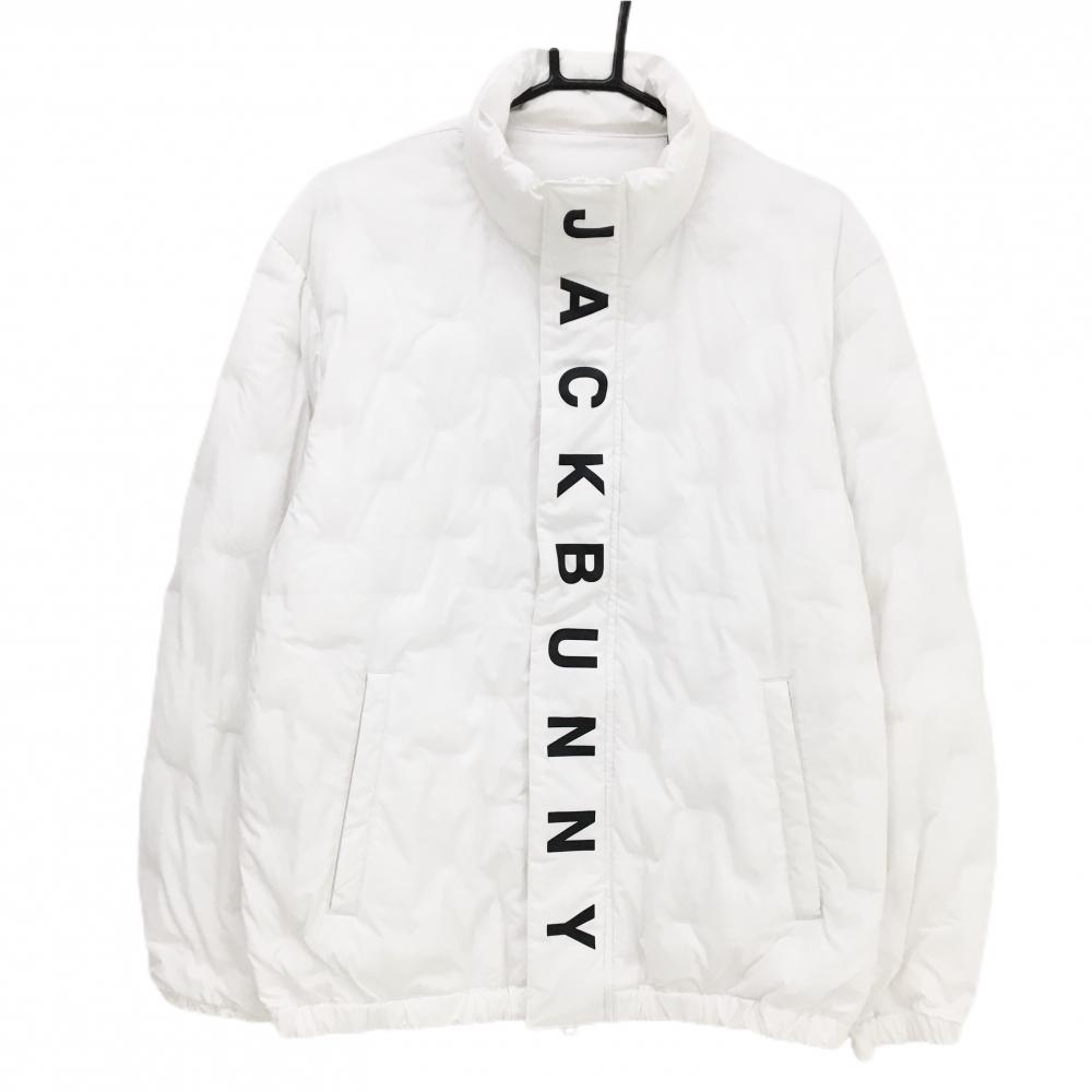 ジャックバニー 中綿ジャケット 白×黒 ロゴプリント ダブルジップ  メンズ 4(M) ゴルフウェア 2024年モデル Jack Bunny