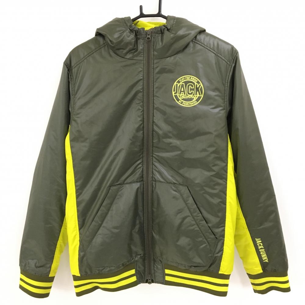 ジャックバニー 中綿ジャケット カーキ×イエロー系 フード ライナーベスト付 メンズ 5(L) ゴルフウェア Jack Bunny