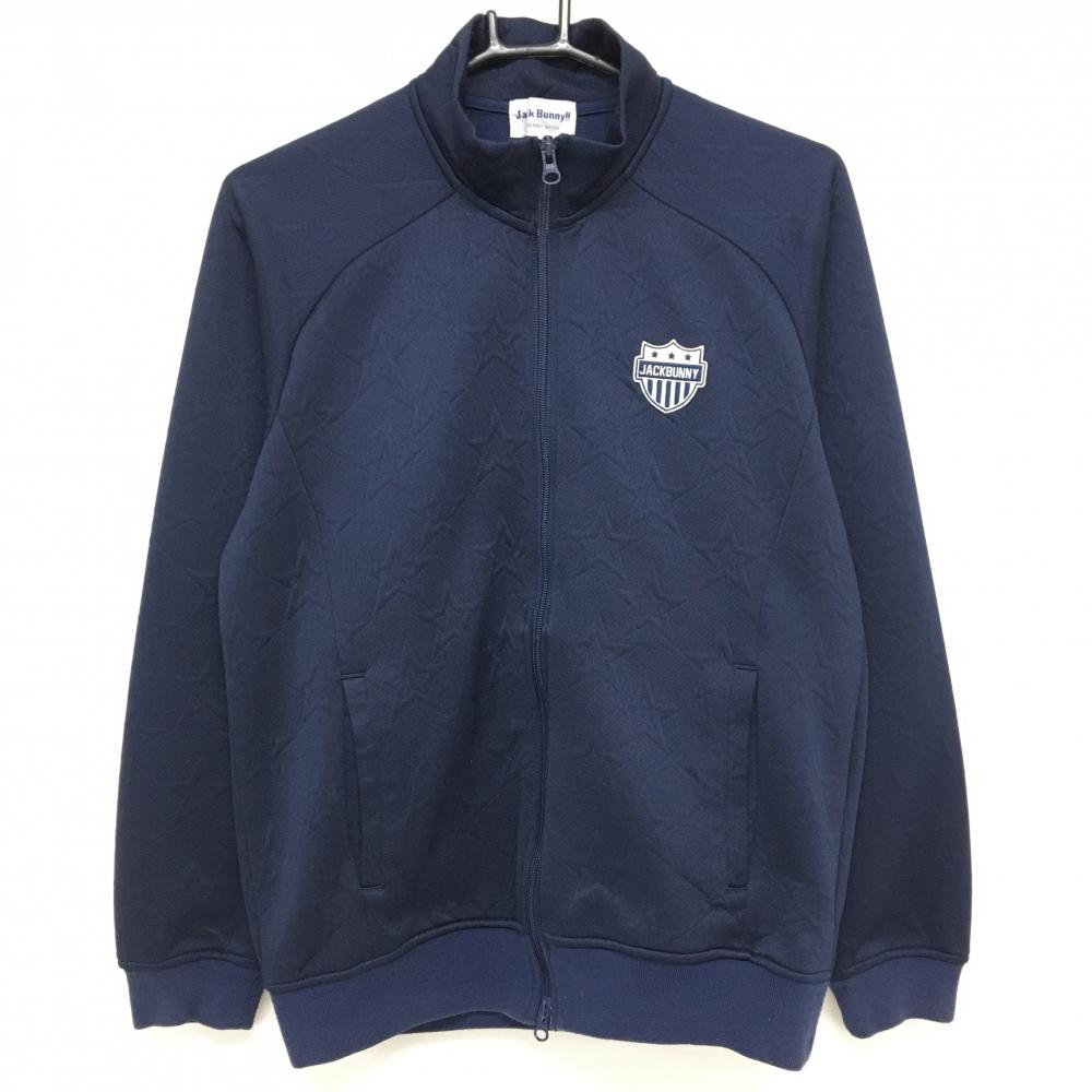 ジャックバニー ジャケットブルゾン ネイビー 星地模様 ロゴワッペン メンズ 4(M) ゴルフウェア Jack Bunny