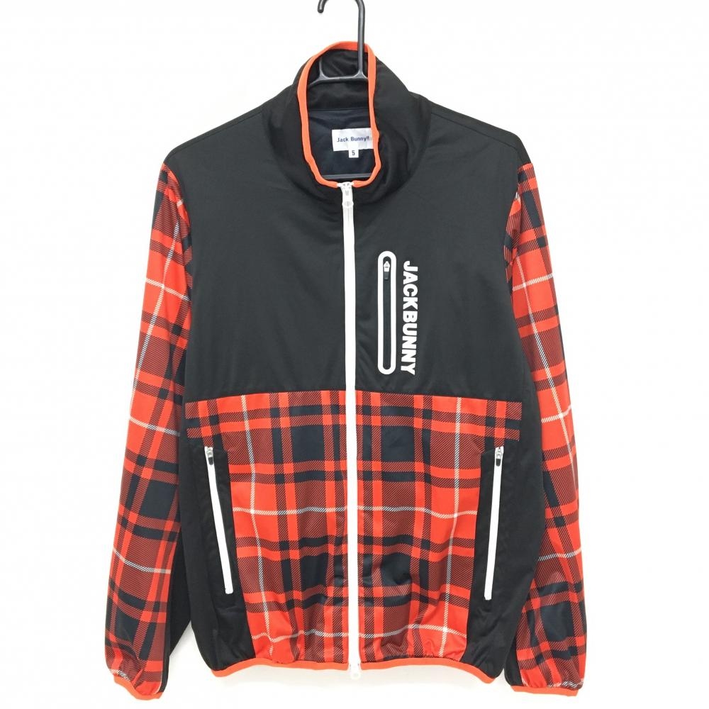 【超美品】ジャックバニー ジャケット 黒×レッド 一部チェック 裏地メッシュ  メンズ 5(L) ゴルフウェア Jack Bunny