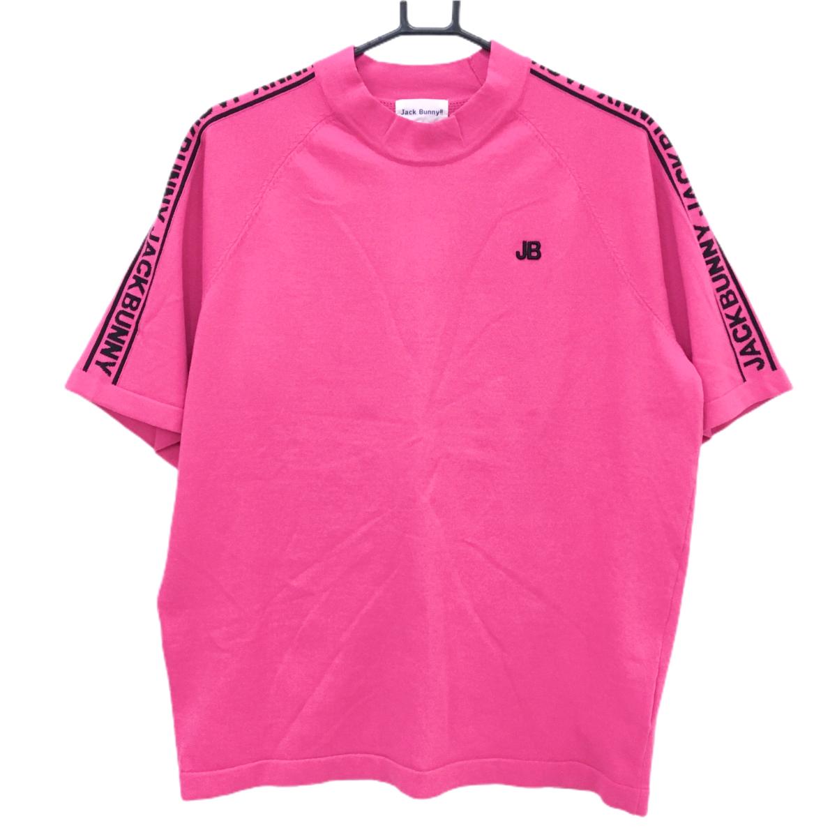 【新品】ジャックバニー 半袖ハイネックセーター ピンク 背面透かしロゴ 立体刺しゅう メンズ 6(XL) ゴルフウェア 2024年モデル Jack Bunny