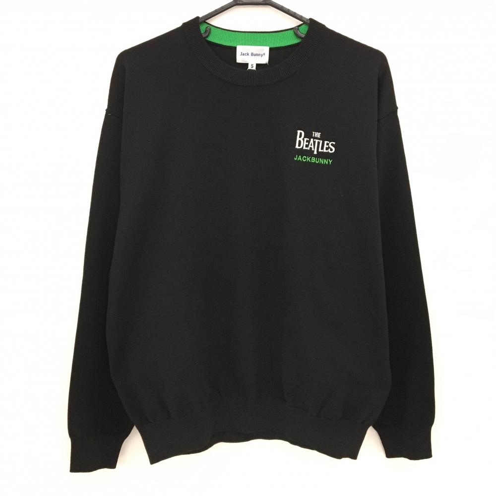 【新品】ジャックバニー×ビートルズ セーター 黒 ニット The BEATLES コラボ メンズ 5(L) ゴルフウェア 2025年モデル Jack Bunny