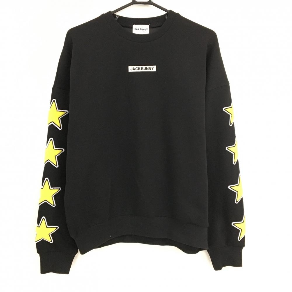 ジャックバニー トレーナー 黒×イエロー 袖星ワッペン  メンズ 4 ゴルフウェア Jack Bunny