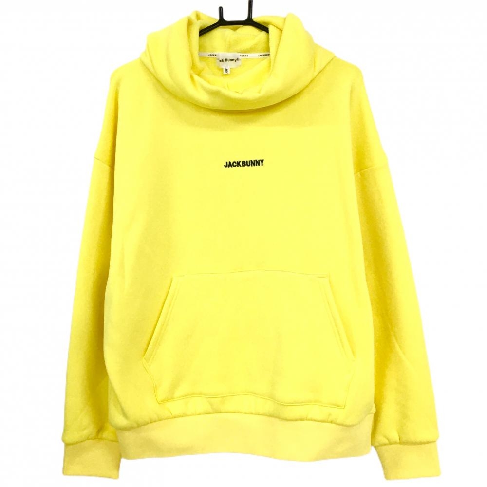 【新品】ジャックバニー パーカー イエロー×黒 裏起毛 ダンボールニット 保温 軽量 メンズ 5(L) ゴルフウェア 2024年モデル Jack Bunny