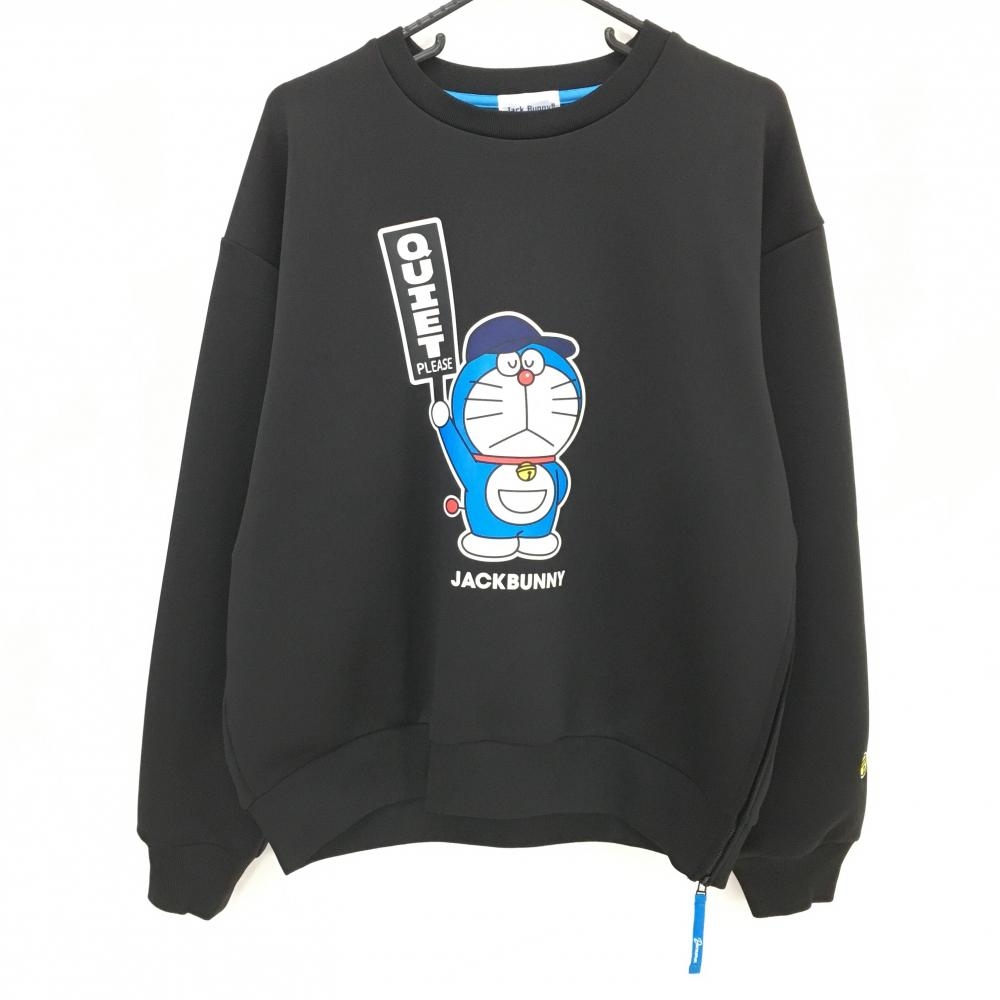 【新品】ジャックバニー×ドラえもん トレーナー 黒 ビッグプリント メンズ 5(L) ゴルフウェア 2025年モデル Jack Bunny