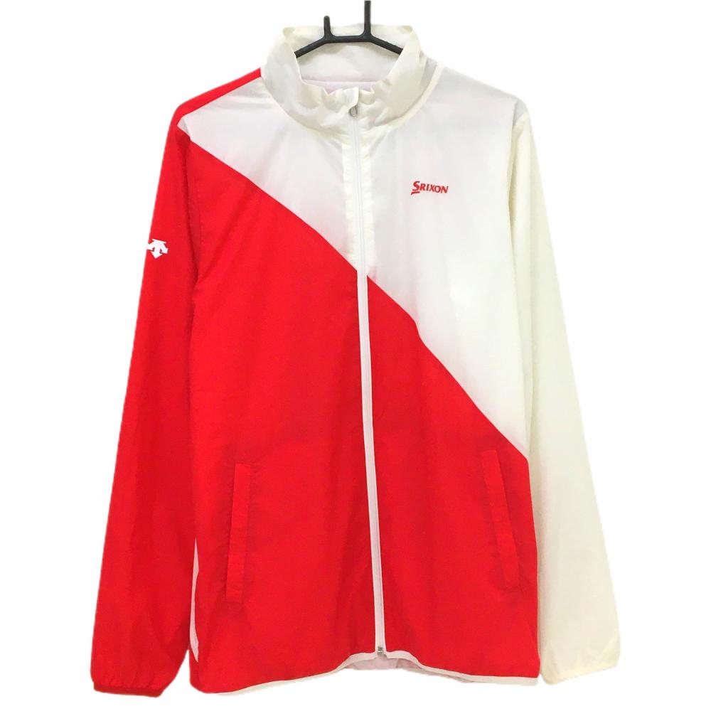 スリクソンバイデサント ナイロンジャケット 白×レッド ロゴプリント  メンズ LL ゴルフウェア SRIXON