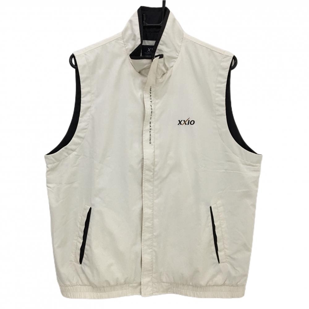 ゼクシオ ジップベスト アイボリー×黒 ロゴ刺しゅう  メンズ サイズ表記薄れ ゴルフウェア XXIO