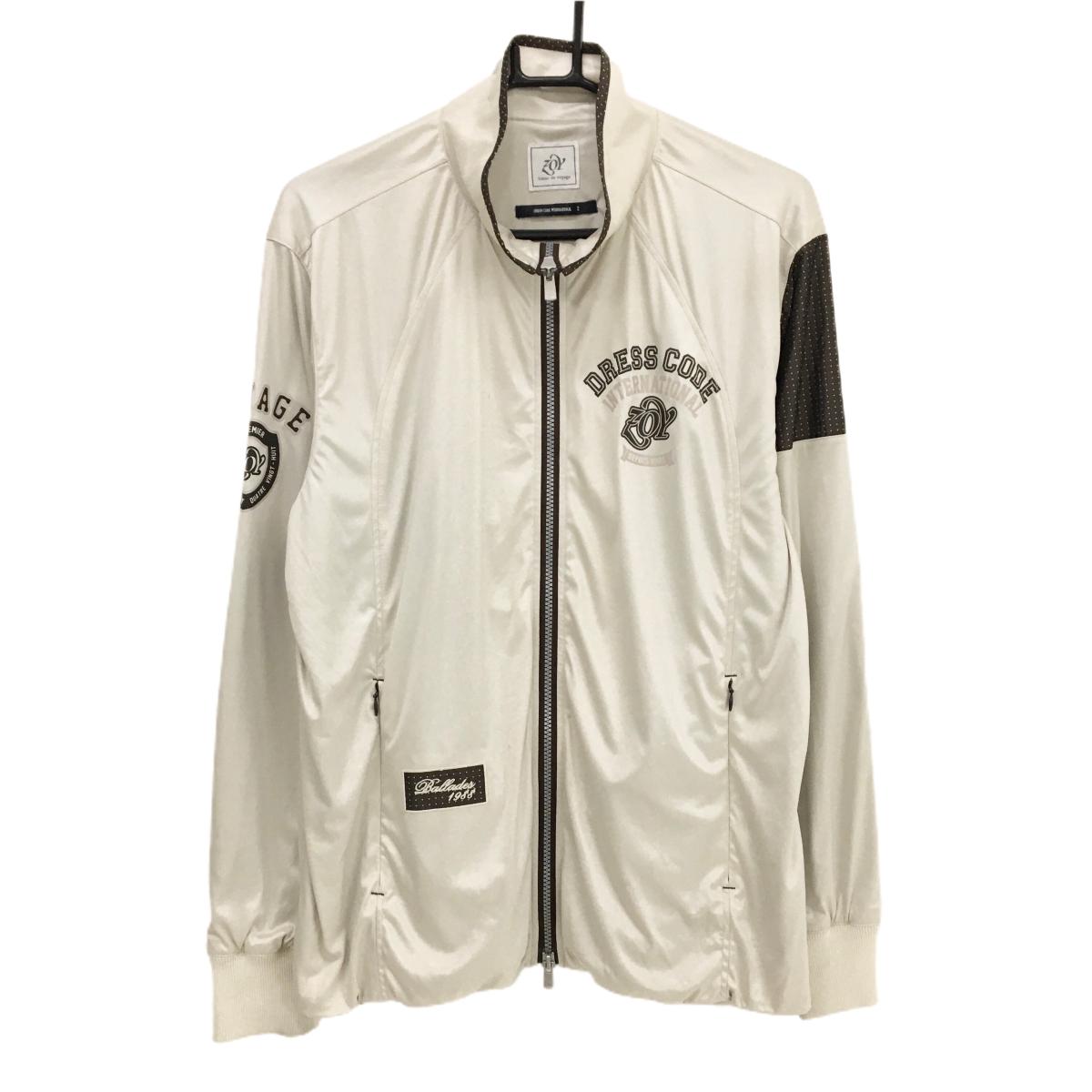 ゾーイ ジャケット ベージュ×ブラウン 一部ドット切替 裏地付 メンズ 2(M) ゴルフウェア ZOY