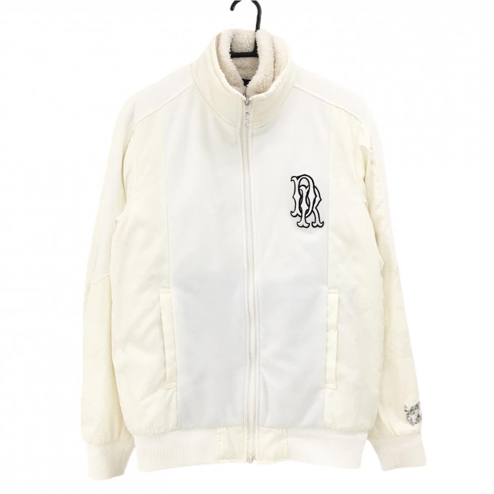 【美品】ダンスウィズドラゴン 3WAY中綿ジャケット アイボリー ボアベスト付 一部総柄地模様 メンズ 3(L) ゴルフウェア Dance With Dragon